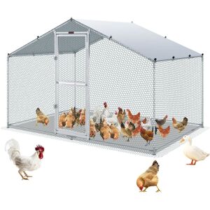 VEVOR Large Metal Chicken Coop with Run, Walkin Chicken Coop for Yard with Waterproof Cover, 6.6 x 9.8 x 6.6 ft, Peaked Roof Large Poultry Cage for Hen