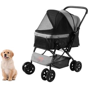 VEVOR Pet Stroller, 4 Wheels Dog Stroller Rotate with Brakes, 44lbs Weight Capacity, Puppy Stroller with Reversible Handlebar, Storage Basket and Zipper,