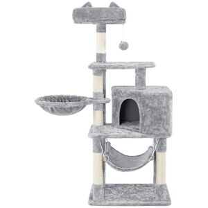 54.5' Cat Tree Plush Cat House for Small/Medium Cats, Light Grey - light gray - Yaheetech