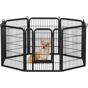 Yaheetech - 31.5' Tall Dog Playpen Panel (8 Panels),65cm w x 80cm h x 1.5cm Thickness, Black