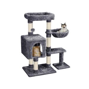 4-Level Cat Tree Condo with Plush Perch/Spacious Platform/Basket/Scratch Posts, Dark Grey - Yaheetech