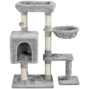 Yaheetech 4-Level Cat Tree Condo with Plush Perch/Spacious Platform/Basket/Scratch Posts, Light Gray