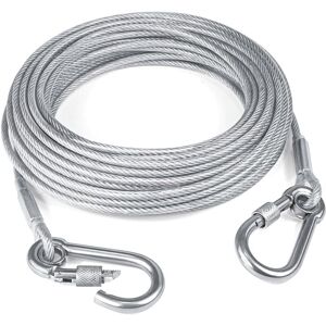 Cyslmuk - 15m Reflective Dog Leash, Wire Dog Leash with Double Stainless Steel Buckle, Lightweight and Durable, Great for Outdoor, Yard and Camping.