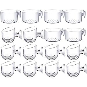 TLILY 16PCS Aquatic Plant Cups, Transparent Acrylic Pot with Suction, Aquarium Decoration 2 Shapes