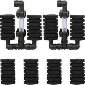 Memkey - 2-piece aquarium filter amplifier set, double aquarium filter with 4 replacement sponges for biological and mechanical filtration