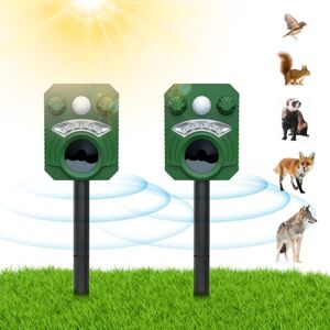 GOTRAYS 2PCS Ultrasonic Cat Repellent, Outdoor Cat Dog Repellent, Waterproof Solar Charging Repellent for Wild Animals, Ultrasonic Repellent with Motion