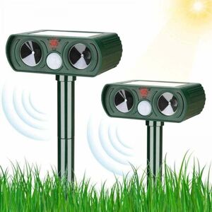 Ymyny - 2X Solar Powered Ultrasonic Cat Repellent with led Light, Waterproof Animal Repellent for Cats, Dogs, Birds mumu