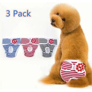 Cyslmuk - 3 Pack Dog Sanitary Pants Reusable Dog Diapers Washable Safety Pants Menstrual Hygiene Diapers Pet Menstrual Underwear Cat Underwear (l)