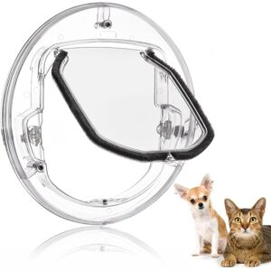 NEIGE Clear cat flap,pet door transparent 4-way locking pet door window gate for cats & small dogs,15 inch round cat flap for interior exterior doors
