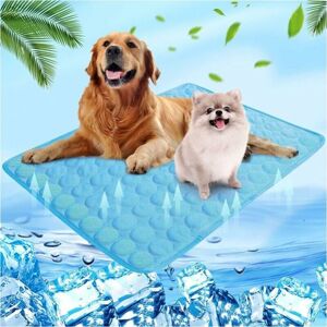 Cyslmuk - 55 x 70 cm Cooling Mat for Dogs and Cats - Summer Self-Cooling - Washable - Waterproof Cooling Cushion - Non-Slip - Comfortable - Blue - m