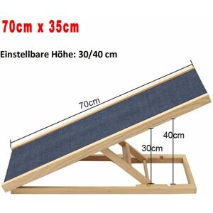Dayplus - 70cm Solid Wooden Pet Ramp Car Dog Ladder - 2-Height Adjustable with Non-slip Carpet Safety Pets Ladder