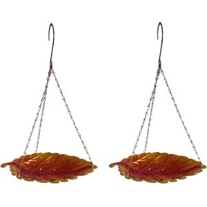 ALWAYSH 2 Pieces Hanging Bird Bath, Outdoor Bird Bath, Wild Bird Baths, Hanging Outdoor Bird Feeder, Metal Hanging Bird Bath Garden Accessories, 26 x 16 cm