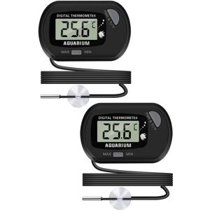 Alwaysh - lcd Digital Aquarium Thermometer with Suction Cups and Waterproof Probe for Aquarium Fish Tank, Vivarium Reptile Terrarium (2PCS)