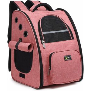 HÉLOISE Backpack for Cat Dog Carrier Bag for Puppy Small Pets Foldable Breathable Cat Backpack Up to 6.5 kg for Hiking Travel Train Car Restaurant Pink