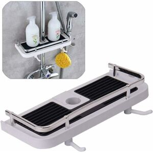 ZVD - Bathroom Drilling Brackets Shower Pole Shelf Height Adjustable Shower Pole Shelf Shelf Rack Organizer with Rail Bathroom Holder Adjustable
