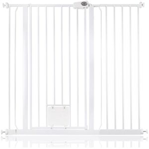 Bettacare - Pet Gate with Lockable Cat Flap, 113.8cm - 121.4cm, White, 104cm in Height
