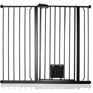 Bettacare - Pet Gate with Lockable Cat Flap, 113.8cm - 121.4cm, Black, 104cm in Height