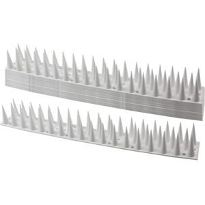 Memkey - Bird Spikes, 14 Pack, Anti Pigeon Spikes, 4.6 Meters, 3 Rows, Plastic, Animal Repellent for Cats, Sparrows, Window Sills, Roofs White