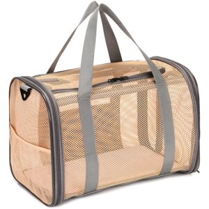Groofoo - Breathable Mesh Pet Carrier Large-Space Cat Carrying Bag with Shoulder Strap & Removable Mat Foldable Pets Travel Carriers for Cats Dogs,