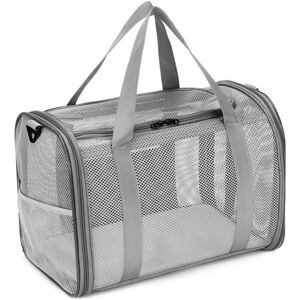 Groofoo - Breathable Mesh Pet Carrier Large-Space Cat Carrying Bag with Shoulder Strap & Removable Mat Foldable Pets Travel Carriers for Cats Dogs,