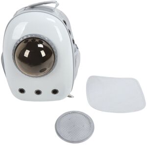 Groofoo - Cat Backpack Carrier Transparent Window Ventilation Holes Side Opening Portable Cat Travel Backpack for Small Dogs Cats Grey