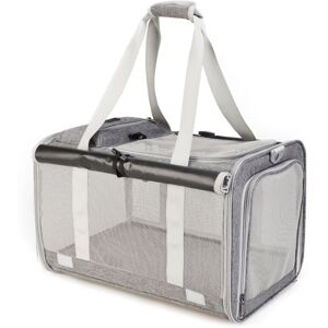 GROOFOO Cat Carrier Bag Portable Foldable Pet Carrier for Small Cats and Dogs with Large Opening Breathable Hands-Free Pet Carrying Bag for Travel, light gray