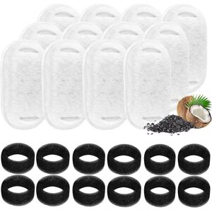 Cyslmuk - Cat Water Fountain Filter, 12pcs Filter + 12pcs Sponge, Cat Water Fountain Filter with Resin and Activated Carbon
