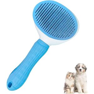 IKODM Cleaning Brush and Slicker Comb - Ideal for Grooming Long and Short Hair of Dogs and Cats - Tool for Removing Dead and Matted Hair - Blue