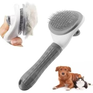 IKODM Cleaning Brush and Slicker Comb - Ideal for Grooming Long and Short Hair of Dogs and Cats - Tool for Removing Dead and Matted Hair - Grey