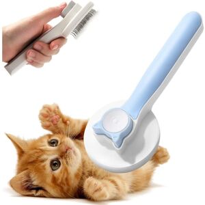 HÉLOISE Dog Cat Brush, Self-cleaning Dead Hair Brush Self-cleaning Grooming Brush, For Dog Cats Effectively Remove Hair Tomentose Undercoat Tangles (Blue)