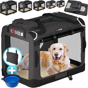 Cadoca - Pet Carrier Fabric Dog Cat Rabbit Transport Bag Cage Folding Puppy Crate m - Anthracite