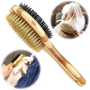 COLNK Double Sided Dog/Cat Brush, Dog Grooming Comb for Massage and Shedding, Soft Bristles, Ideal for Short, Medium and Long Haired Pets