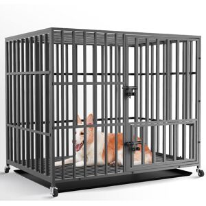 Bingo Paw - BingoPaw Extra Large Heavy Duty Pet Dog Cage Strong Metal Crate Kennel Playpen with Wheels & Tray, Extra Large42 inch