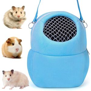 ZVD Hamster Carrier, Pet Carrier, for Warm Sleeping Hanging Bag for Small Pets Hedgehog Sugar Glider Squirrel Rabbit (M, Blue)
