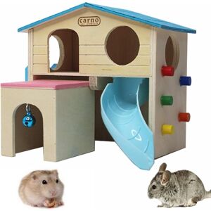 Groofoo - Hamster House Pets Small Animal Hideout with Funny Climbing Ladder Slide Wooden Hut Play Toys Chews for Small Animals Like Dwarf Hamster