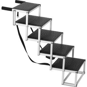 Mophorn Dog Stair for Cars, Wide 5-step Dog Car Steps, Folding Dog Car Ramp with Nonslip Surface, Portable Pet Steps Lightweight Aluminum for Car,