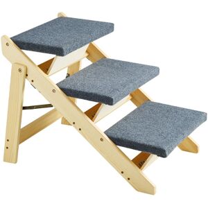 Mophorn Wood Pet Stairs/Pet Steps, 2-in-1 Foldable Wooden Dog Stair for Beds, Sofa and Cars, Dog Stairs & Ramp with 3 Steps for Small Medium Large