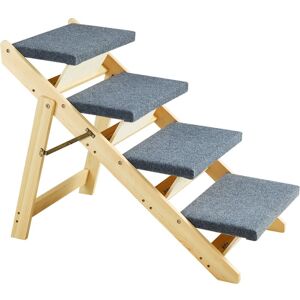 Mophorn Wood Pet Stairs/Pet Steps, 2-in-1 Foldable Wooden Dog Stair for Beds, Sofa and Cars, Dog Stairs & Ramp with 4 Steps for Small Medium Large