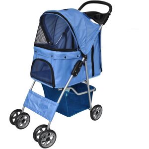 Folding Pet Stroller Dog/Cat Travel Carrier Blue Vidaxl