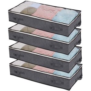ZVD Pack 100L Under Bed Storage Bags with 4 Handles and 2 Heavy Duty Zippers, Blankets, Clothes, Quilts, Foldable Storage Bags with Clear Window (Size: