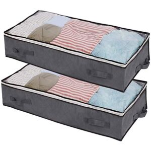 ZVD Pack 100L Under Bed Storage Bags with 4 Handles and 2 Heavy Duty Zippers, Blankets, Clothes, Quilts, Foldable Storage Bags with Clear Window (Size:
