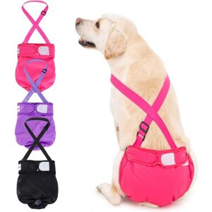 SJQKA 3 Pack Female Dog Diapers with Straps, Reusable Incontinence Diapers in Heat, Washable Sanitary Pants for Small, Medium and Large Dogs.(S)