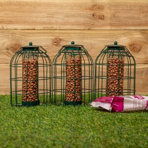 Samuel Alexander - Pack of 3 Metal Hanging Bird Nut Feeder with Squirrel Guard & Pack of Nut Feed