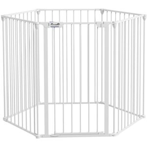 Pawhut - 2 in 1 Dog Pen, Safety Pet Gate Dog Playpen Foldable for Medium Dogs 6 Panel