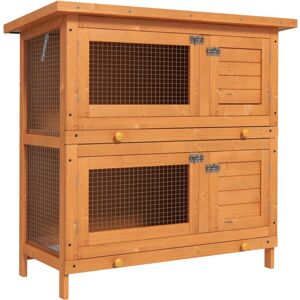 Pawhut - Rabbit Hutch, Guinea Pig Hutch Wooden Pet Cage w/ Opening Roof, Green