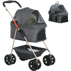 Pawhut - 3-in-1 Pet stroller with Detachable Carrier for Mini Dogs, Grey