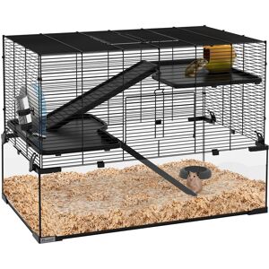 3 Tiers Hamster Cage Gerbil Cage Deep Glass Bottom for Syrian Hamster 78.5 x 48.5 x 57cm - Pawhut