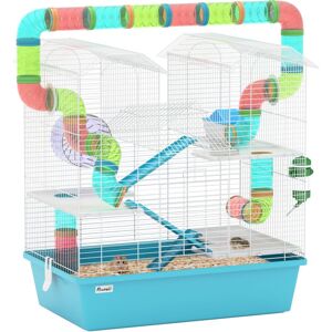 4 Tier Cage with Tubes, for Dwarf Hamster, Light Blue - Pawhut