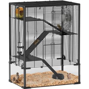 4-Tier Hamster Cage w/ Deep Tempered Glass Bottom, 60 x 40 x 80cm - Pawhut