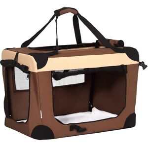 70cm Foldable Pet Carrier Cat Bag, Portable Travel Bag for Miniature Dogs Brown - Pawhut